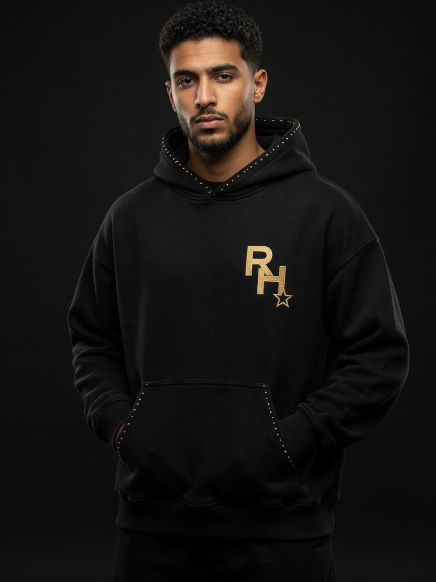 Man wearing Real Talk Hoodie front
